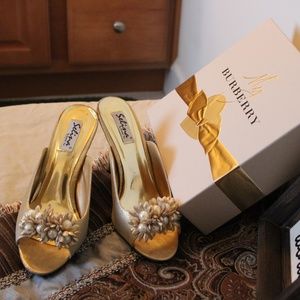 Metallic Gold High Heel Mules